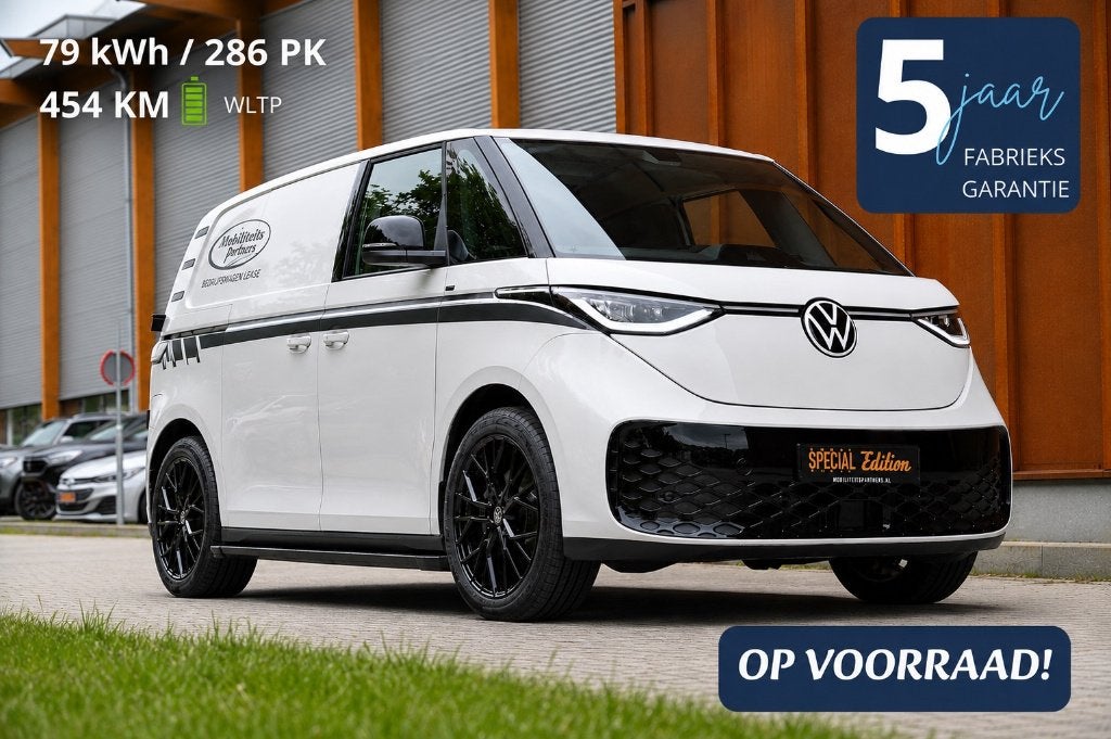 Volkswagen ID. Buzz Cargo LONG RANGE+ | 454 km | 5 jr gar., Auto's, Automaat, Zwart, Volkswagen, Wit