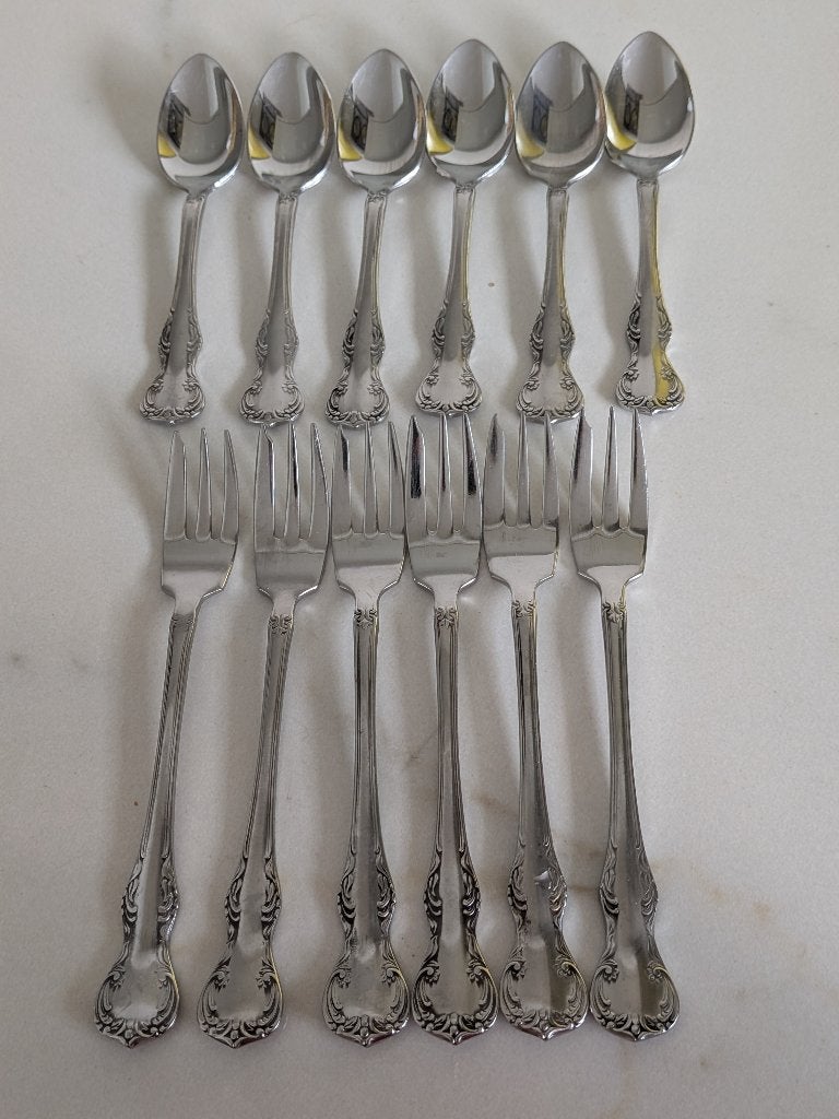 Vintage : Gero Zilmeta 6 gebakvorkjes +6 lepeltjes, Antiek en Kunst, Ophalen of Verzenden