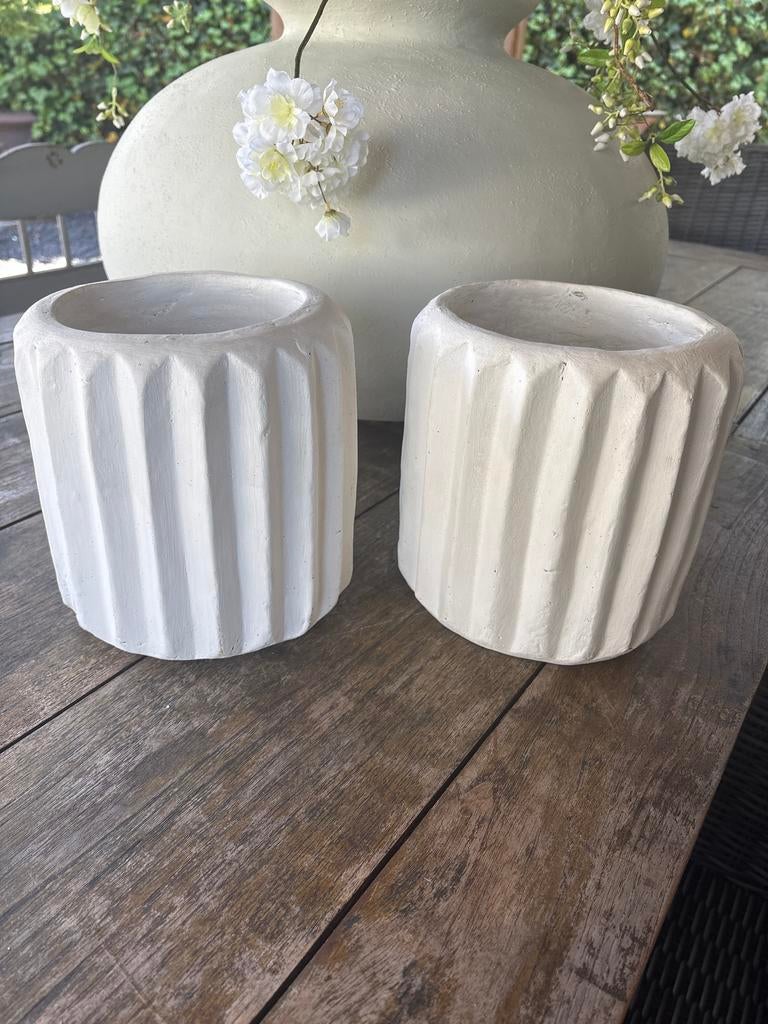 Lauco ruffle bloempotten - Set van 2, Ophalen, Overige materialen, Rond, Binnen