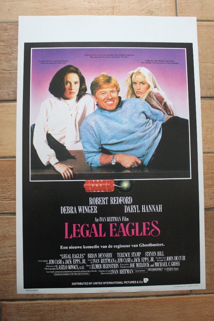 filmaffiche Robert Redford Legal Eagles 1986 filmposter, Rechthoekig Staand, Ophalen of Verzenden, Zo goed als nieuw, A1 t/m A3