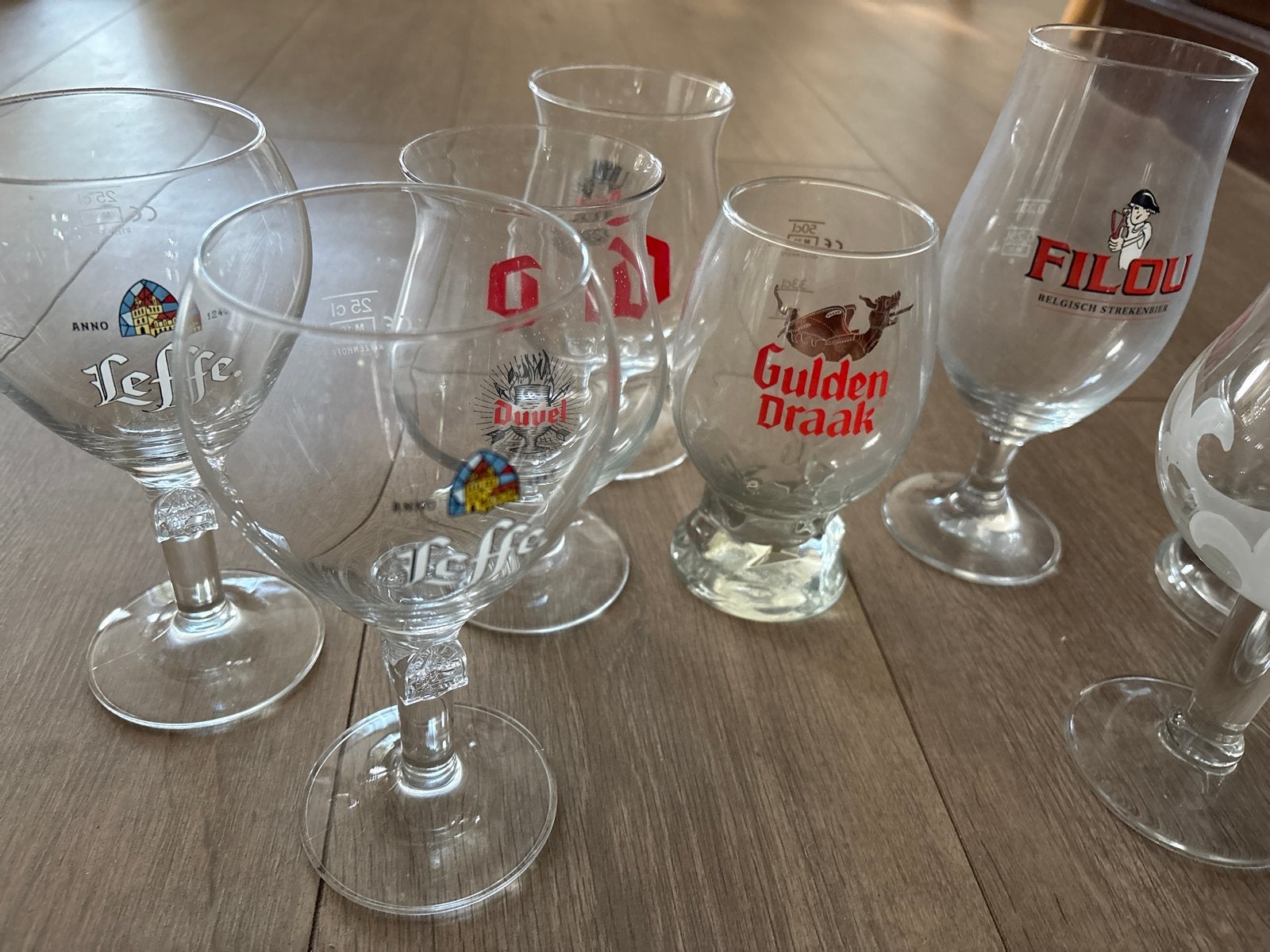 Diverse bierglazen - Leffe, Duvel, Gulden Draak, Tripel Karm, Ophalen, Meerkleurig, Overige merken, Glas