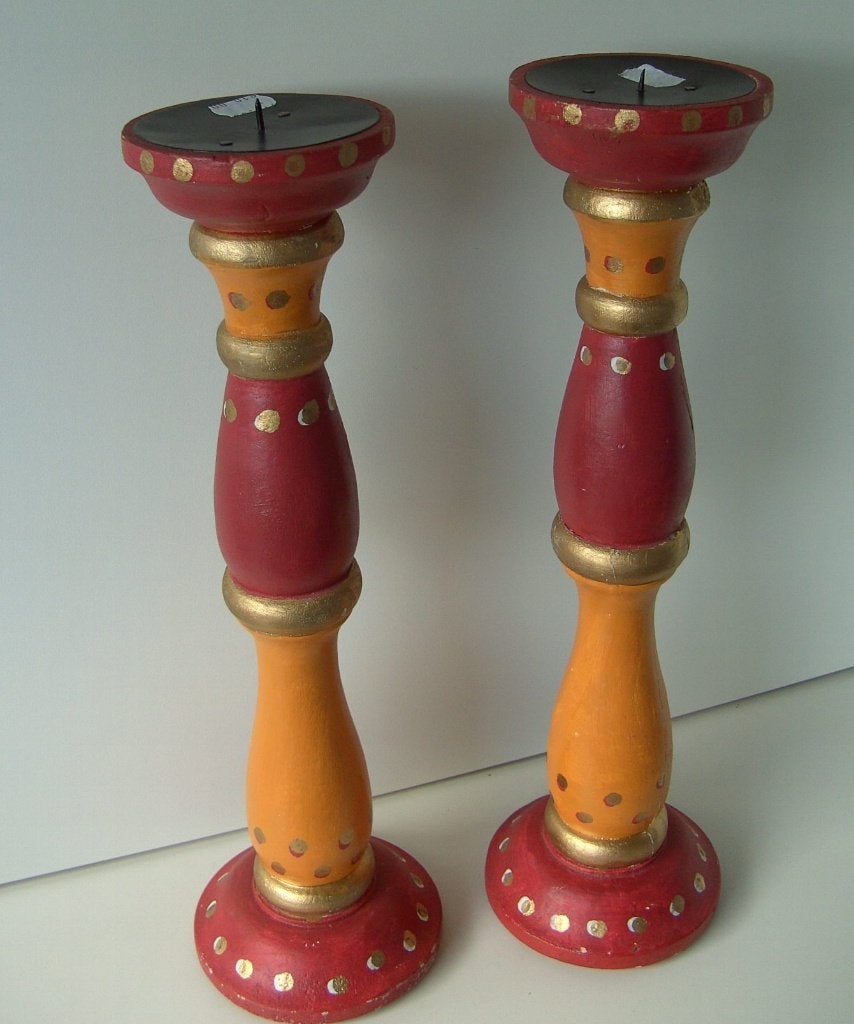 HOUTEN KANDELAAR STOMPKAARSEN 40 cm 2 STUKS NIEUW, Diversen, -, -, Nieuw, Ophalen of Verzenden