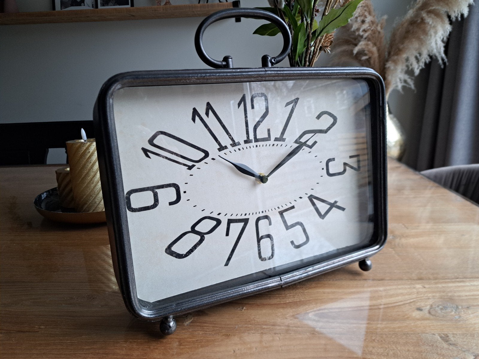 Klok Tafelklok NIEUW Landelijk Retro metaal ijzer Vintage, Verzenden, Nieuw, Staande klok