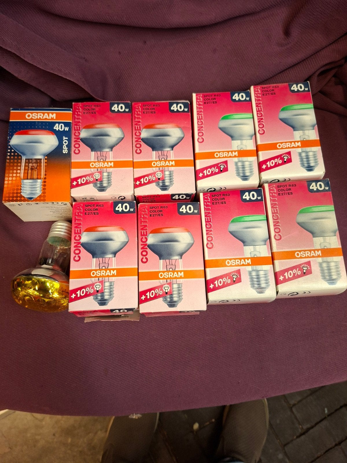 10 Osram Gekleurde Spots 40W E27, Ophalen of Verzenden, Gebruikt