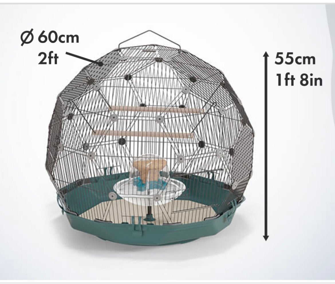 GEO VOGELKOOI - TURQUOISE EN ZWART van Omlet! €100, Ophalen, Zo goed als nieuw, Metaal, Vogelkooi