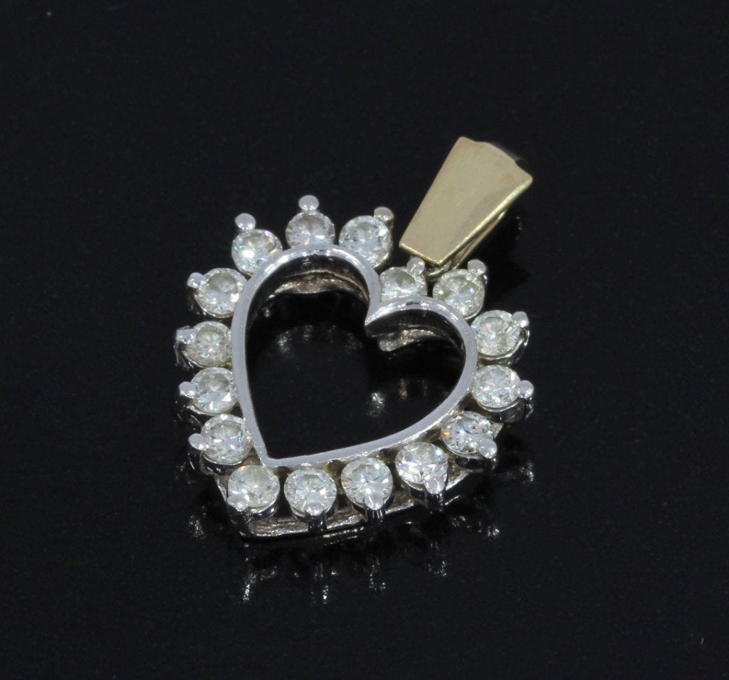 Hart 16 diamanten luxe 14k gouden ketting hanger briljant, Voordeelsieraden, Ophalen of Verzenden, Zo goed als nieuw, Hart