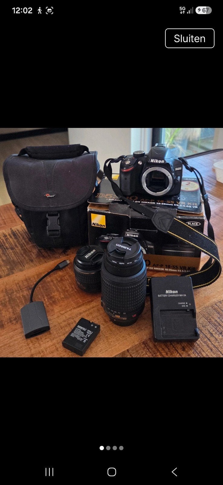 Nikon D3200 DSLR camera met 2 lenzen en accessoires, Beeldstabilisatie, Nikon, Ophalen of Verzenden, Zo goed als nieuw