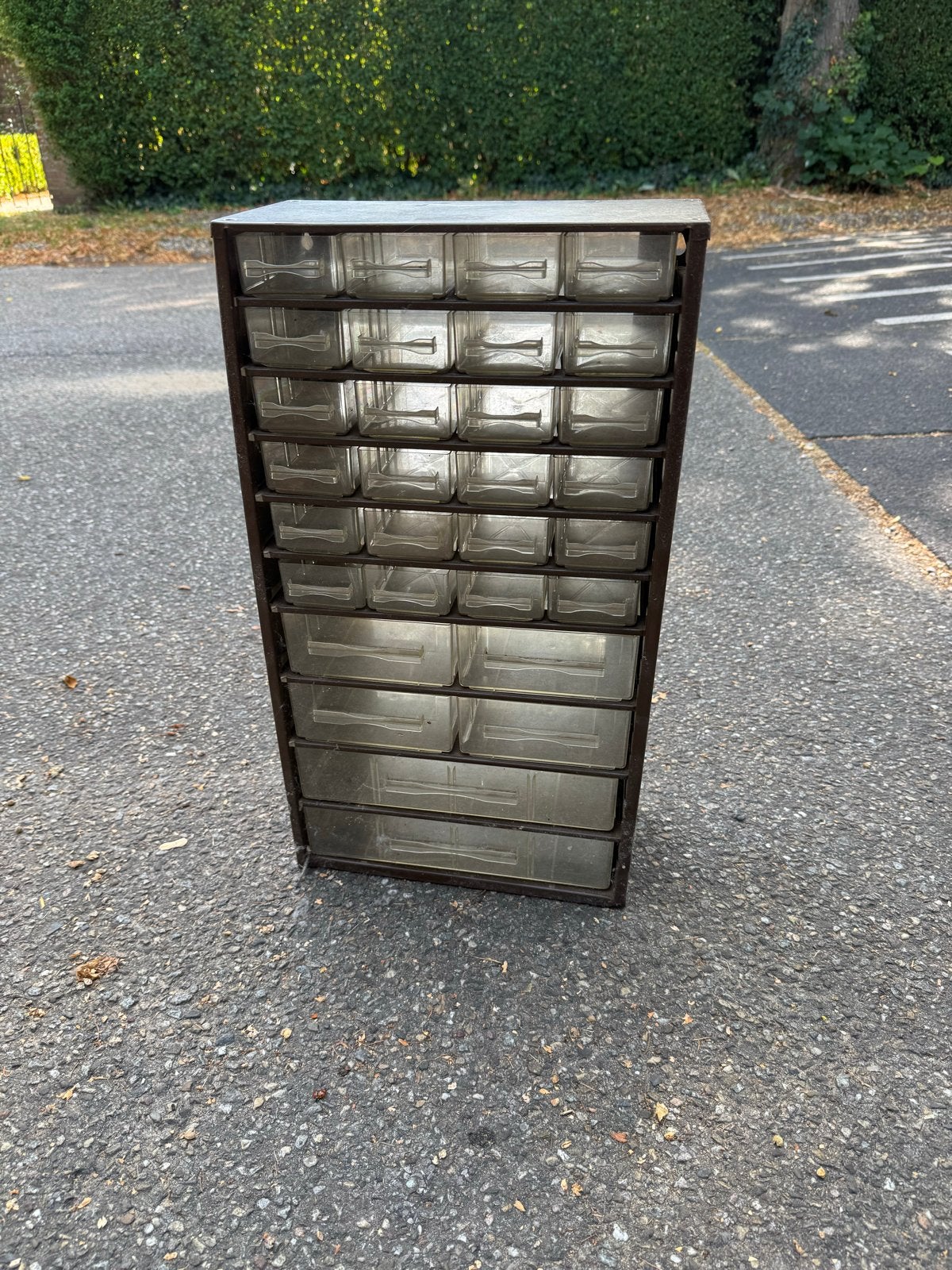 Vintage onderdelenkast met 30 transparante lades, Ophalen, Gebruikt