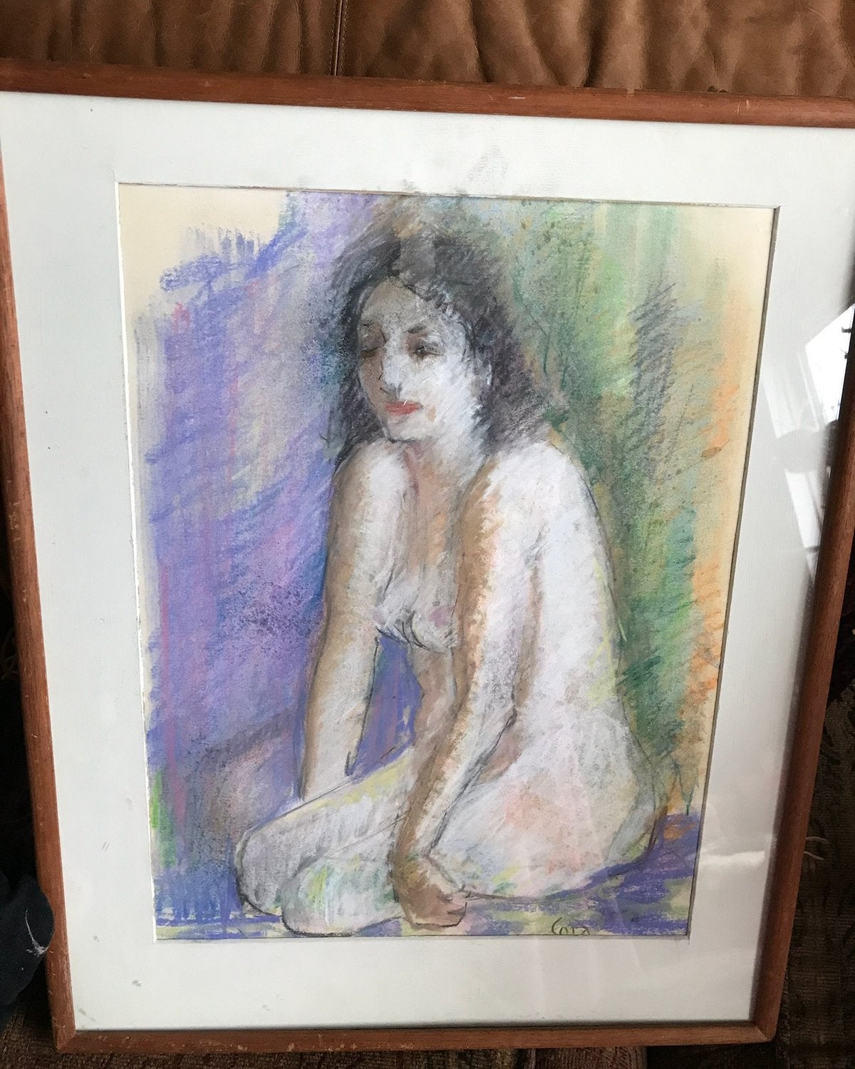 Cora Louise Nelson (1897- 1992) Zittend Naakt - Gesign, Ophalen of Verzenden, Ingelijst, Portret of Personen, Papier