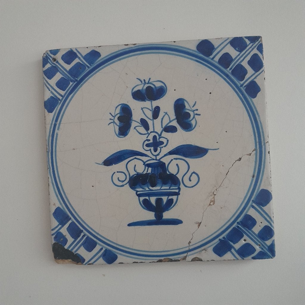 antiek delftsblauw wandtegeltje, Ophalen