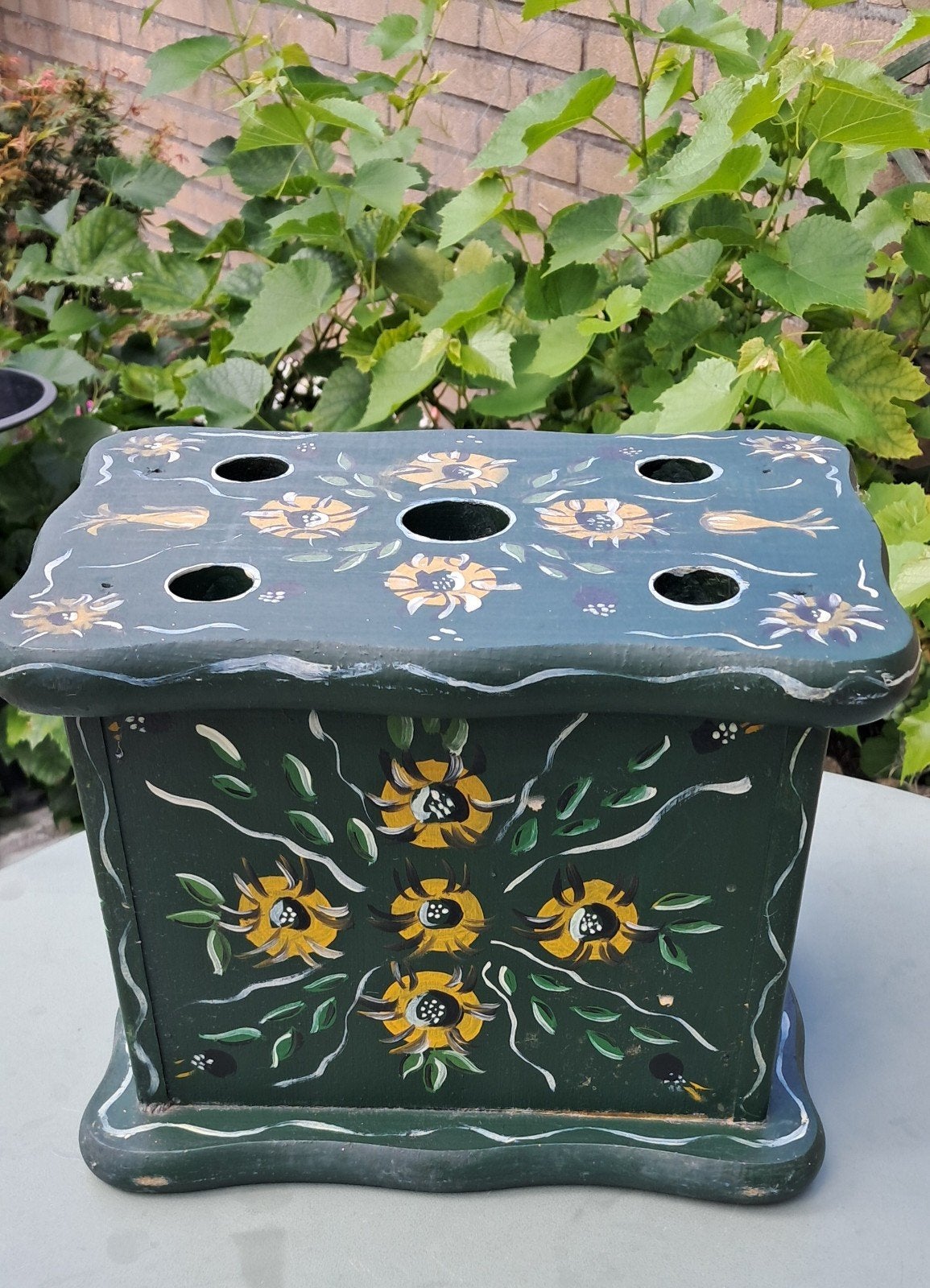 Handgemaakt stoofje, Eigen ontwerp, Groen, Gebruikt, Hout