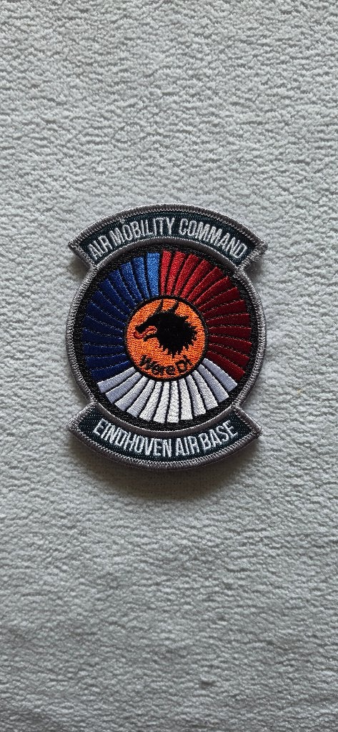 Air Mobility Command (AMC) Eindhoven Air Base patch, Ophalen of Verzenden, Luchtmacht, Nederland, Embleem of Badge