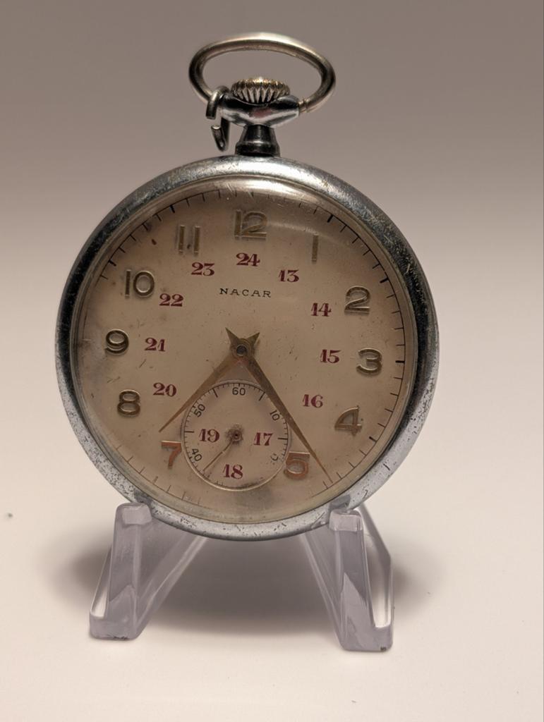 Vintage Nacar Ancre 16 Rubis Zakhorloge, Ophalen of Verzenden, Overige materialen, Overige typen