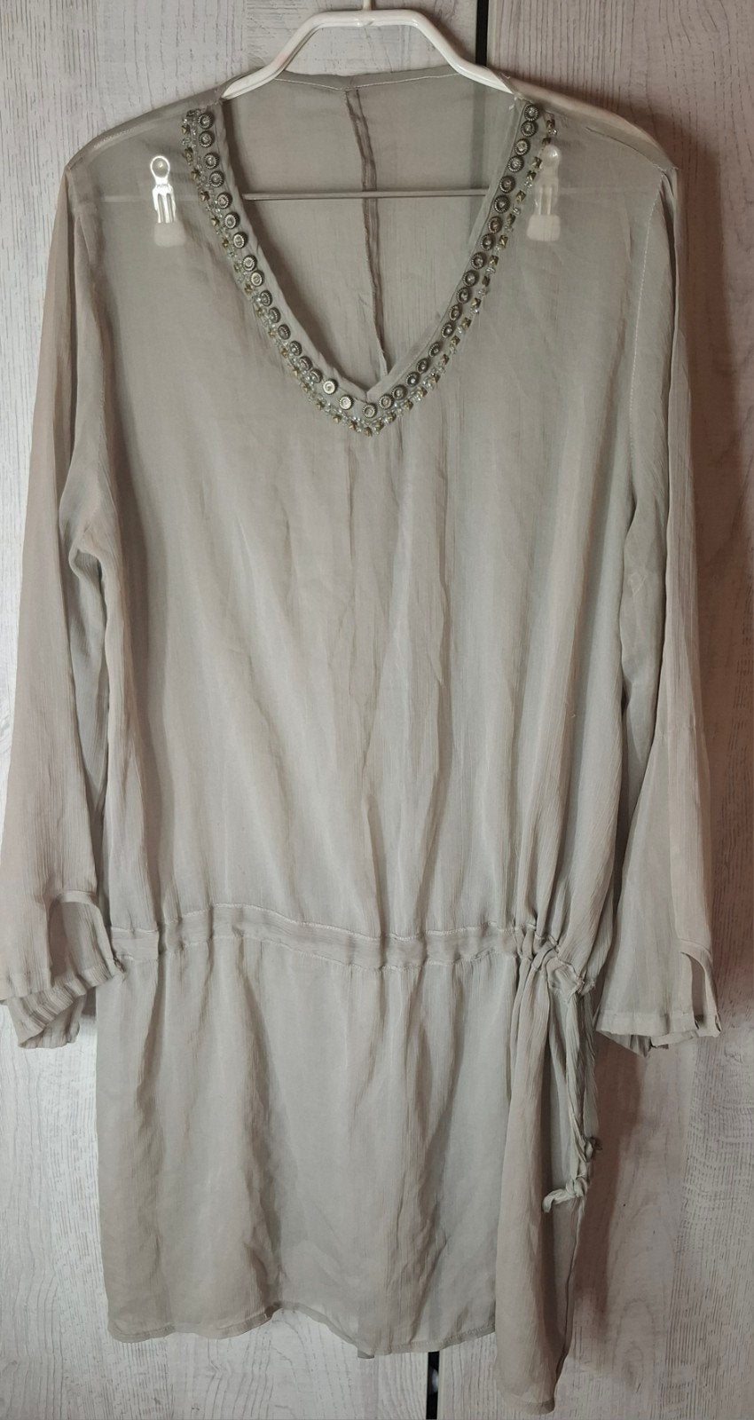 Mooie Chiffon Tuniek - Maat L, Beige, Maat 42/44 (L), Ophalen of Verzenden, Zo goed als nieuw