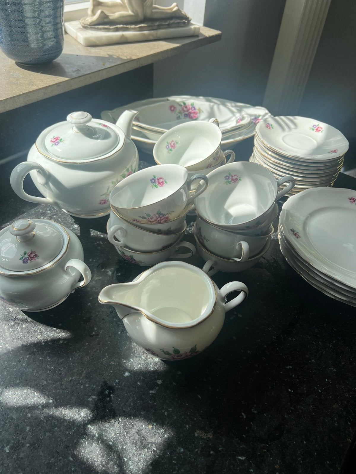 Antieke porseleinen theeset/koffieset, ca. 100 jaar oud, Ophalen
