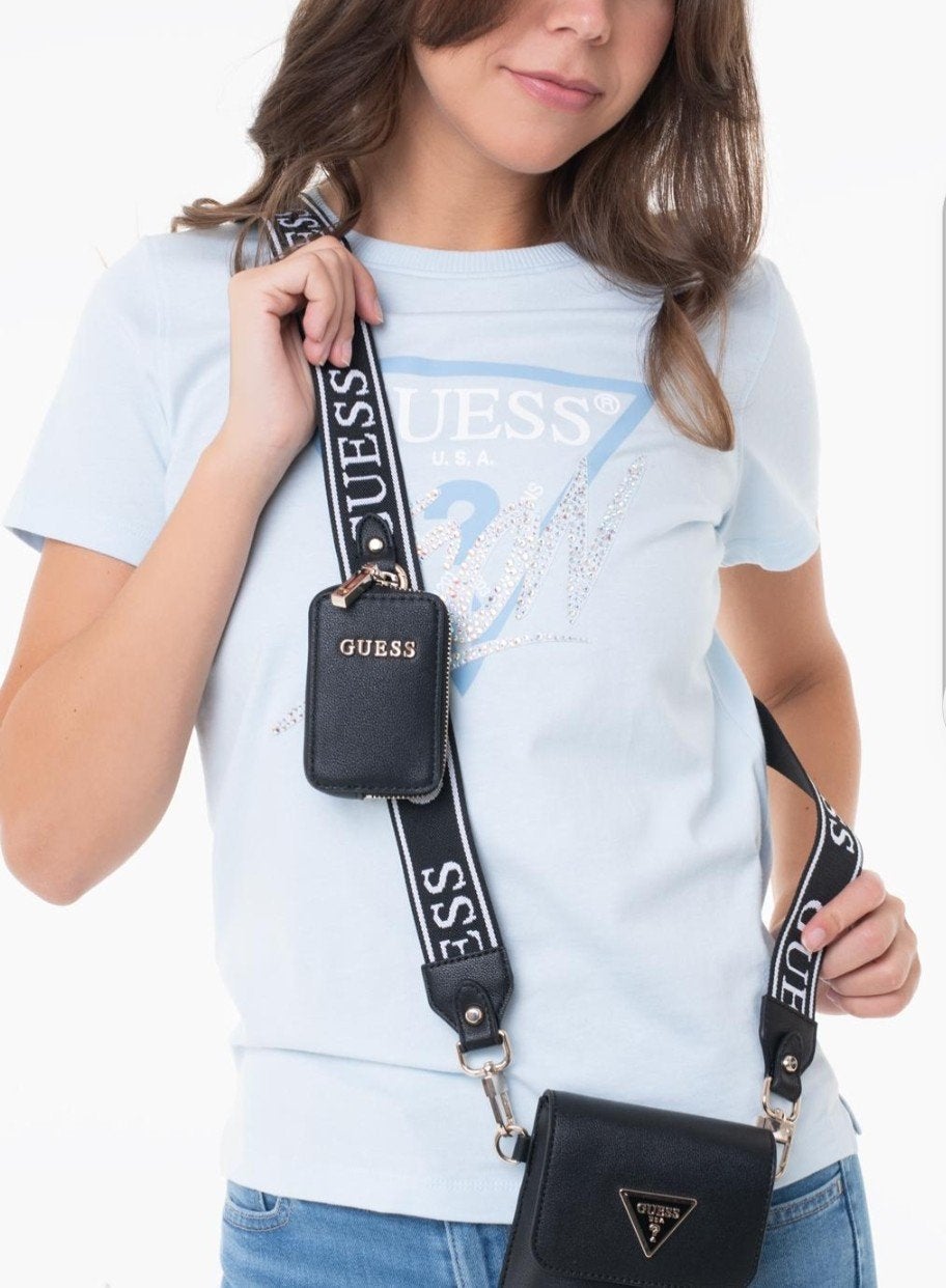 Guess Latona Flap Chit Chat tasje, Ophalen of Verzenden, Zo goed als nieuw, Zwart, Schoudertasje