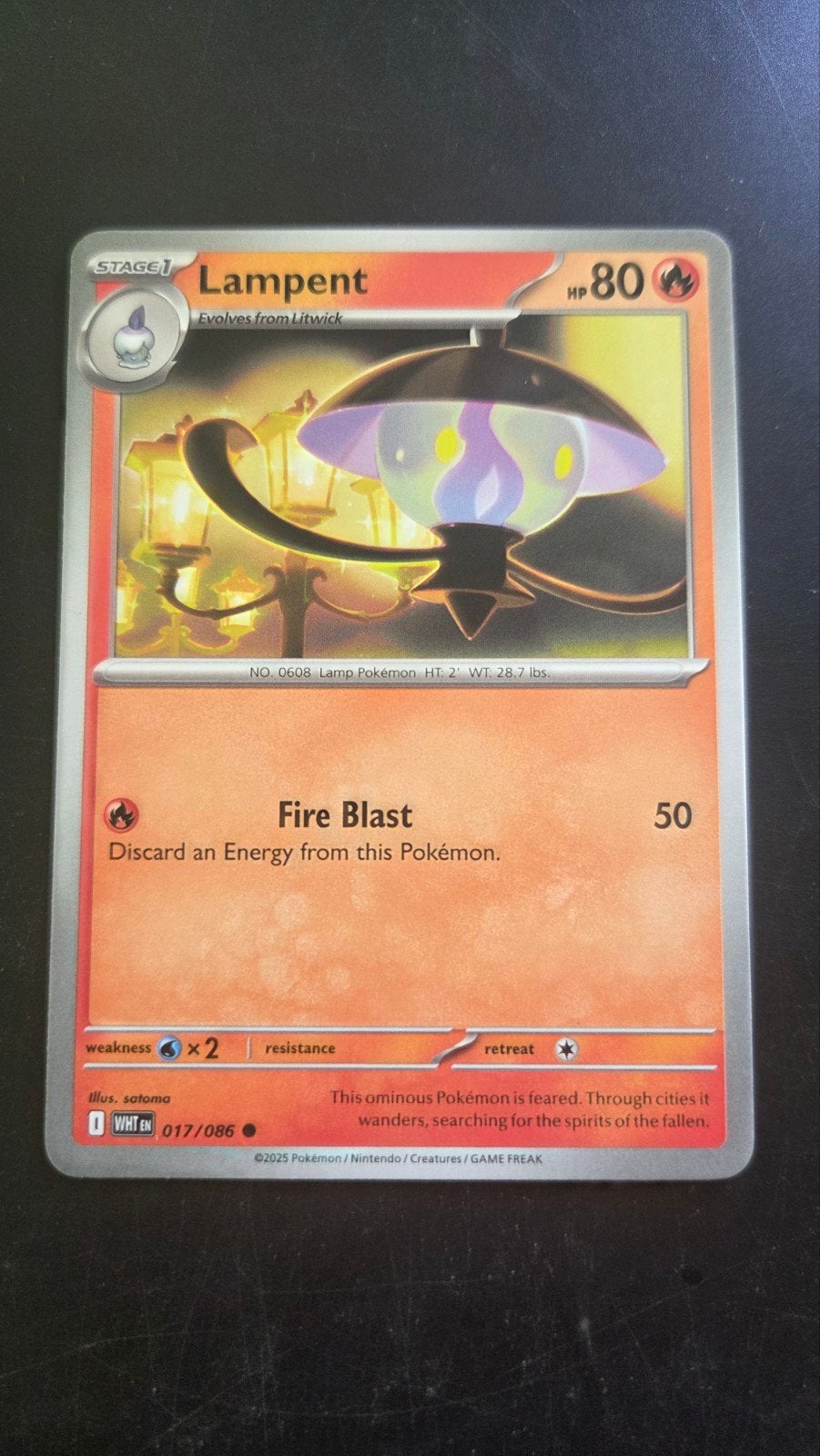 Lampent 017/086 - White Flare Pokémon Kaart, Verzenden, Zo goed als nieuw, Losse kaart