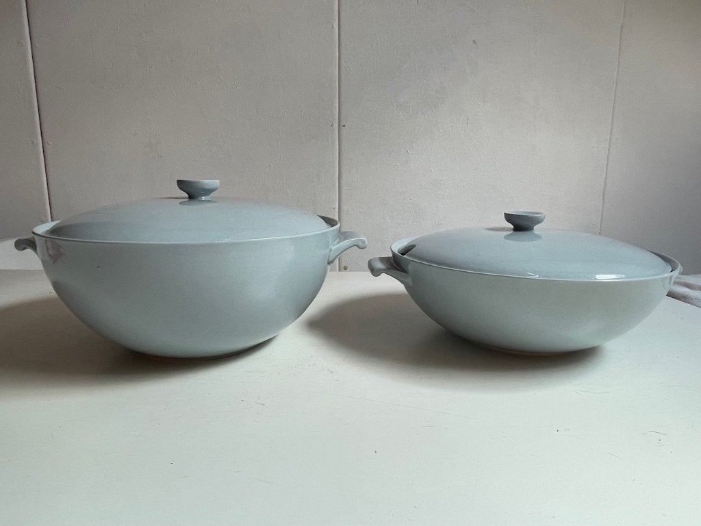 2 Dekschalen Grijs/Blauw servies, Petrus Ragout oude stempel, Ophalen of Verzenden