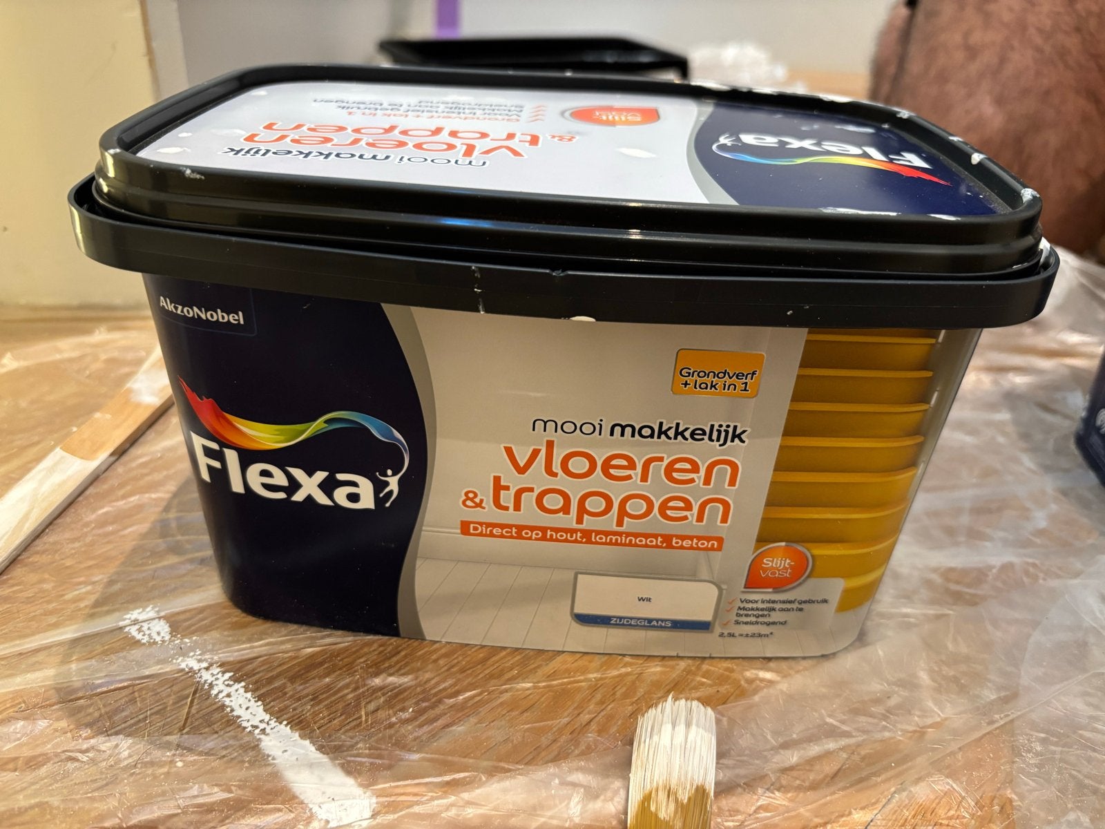 Flexa Mooi Makkelijk Vloeren & Trappen Verf Wit 2.5L, Wit, Nieuw, Ophalen of Verzenden, Verf