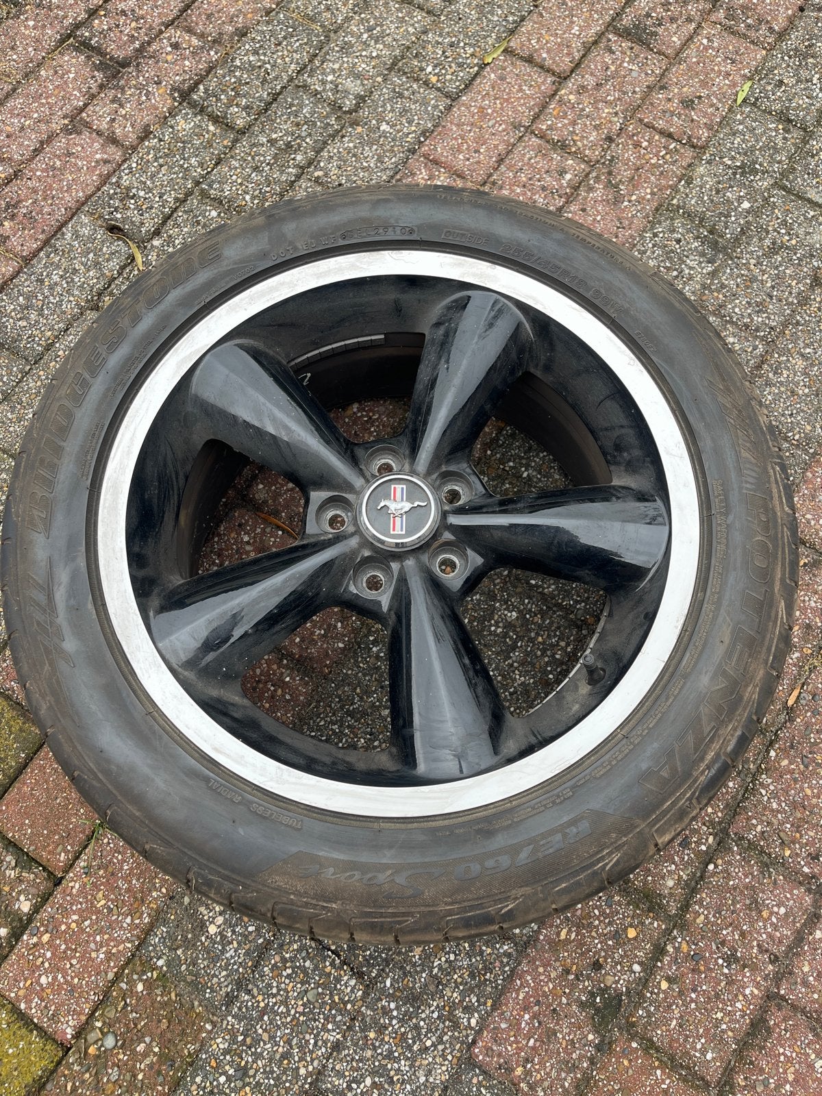 Ford Mustang 4 GT velgen  Bridgestone Potenza band, Auto-onderdelen, Ophalen, 18 inch, Gebruikt, Banden en Velgen
