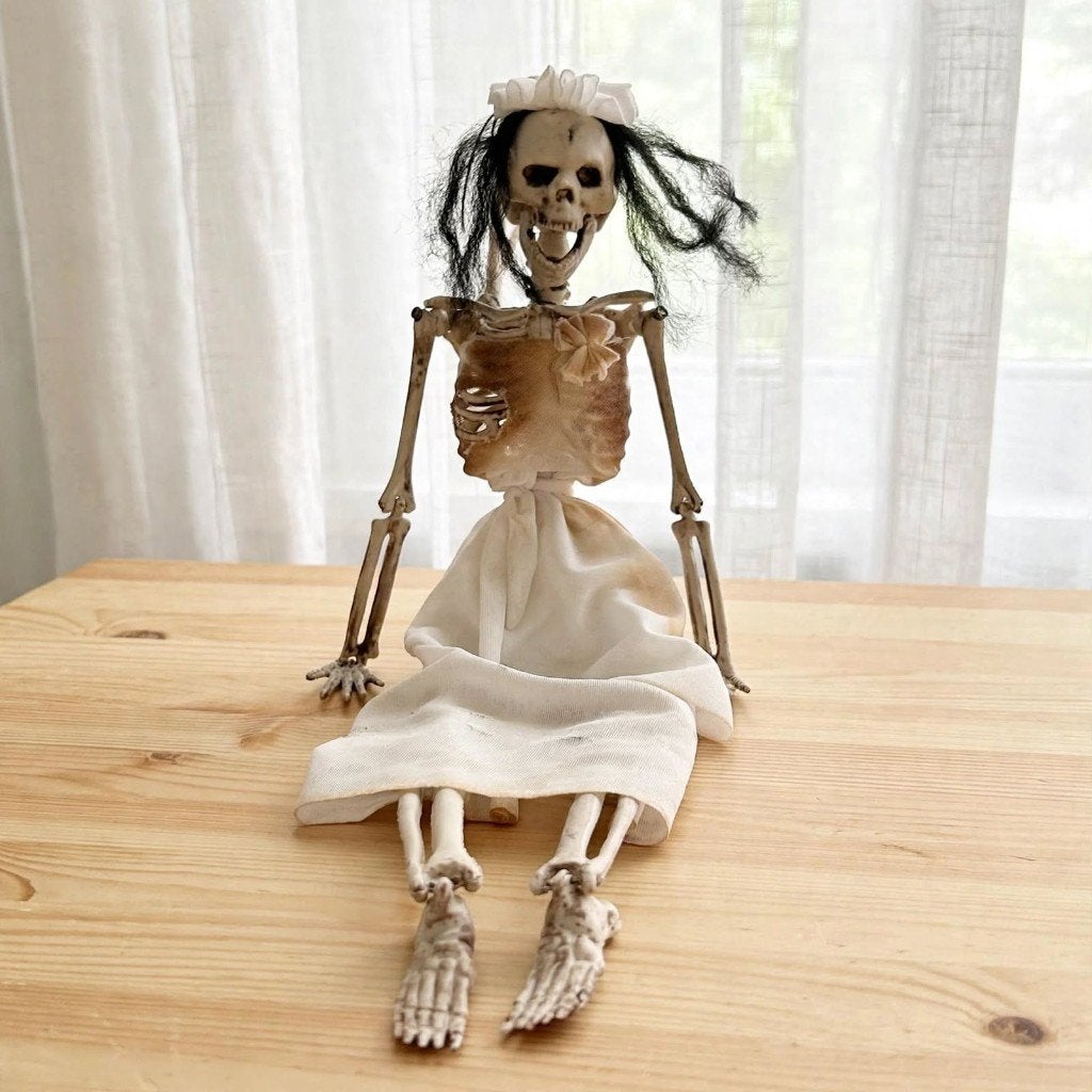 Vintage Halloween Hanger 39cm - Schreeuwend Skelet, Ophalen of Verzenden, Gebruikt, Overige typen, Halloween of Griezel