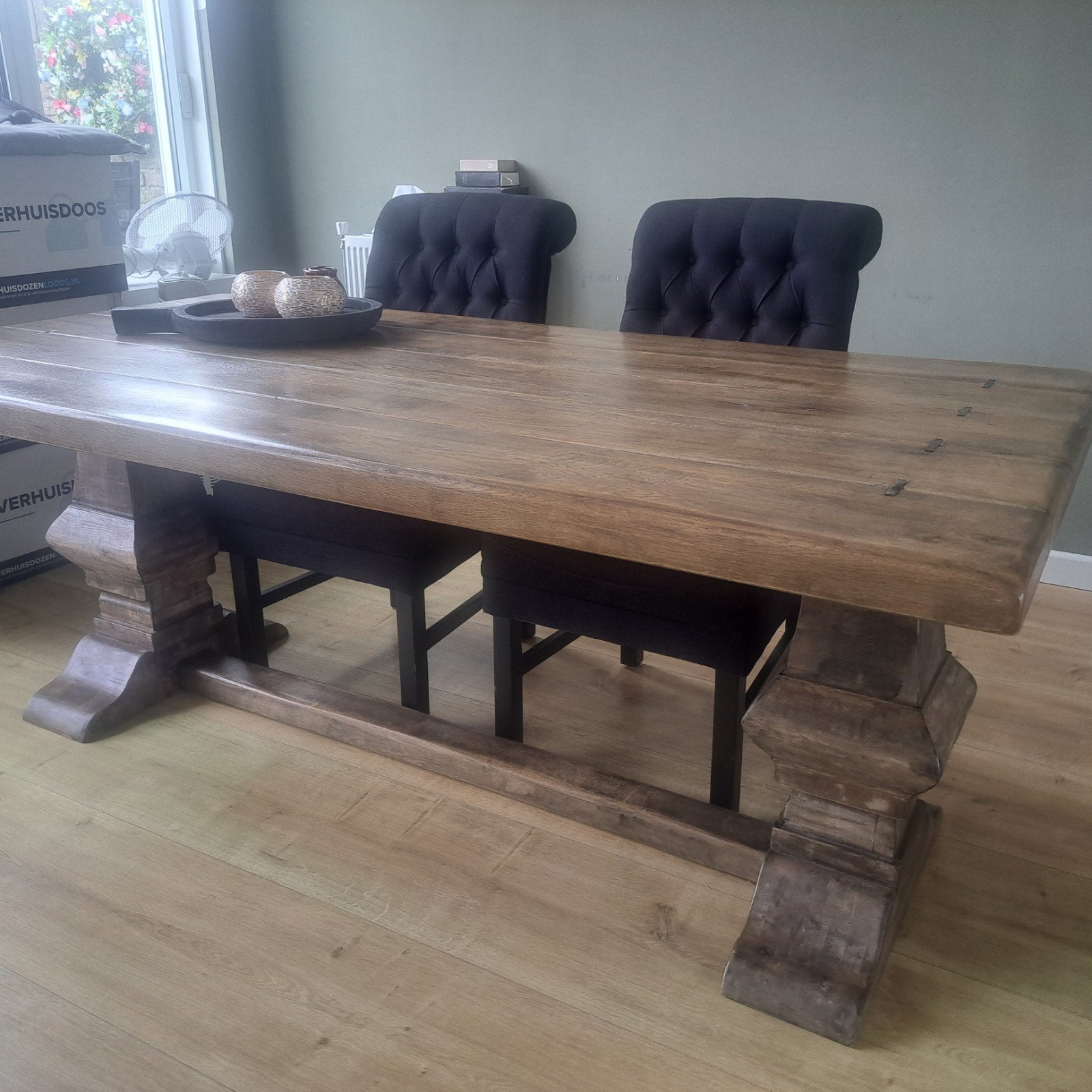 prachtige kloostertafel massief eiken, Huis en Inrichting, Ophalen, 200 cm of meer, 50 tot 100 cm, Zo goed als nieuw