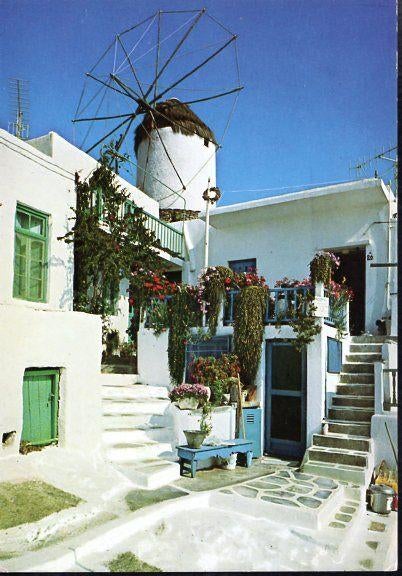 (BT023) Ansichtkaart molen Griekenland Santorini, Ophalen of Verzenden, 1980 tot heden, Ongelopen, Overig Europa