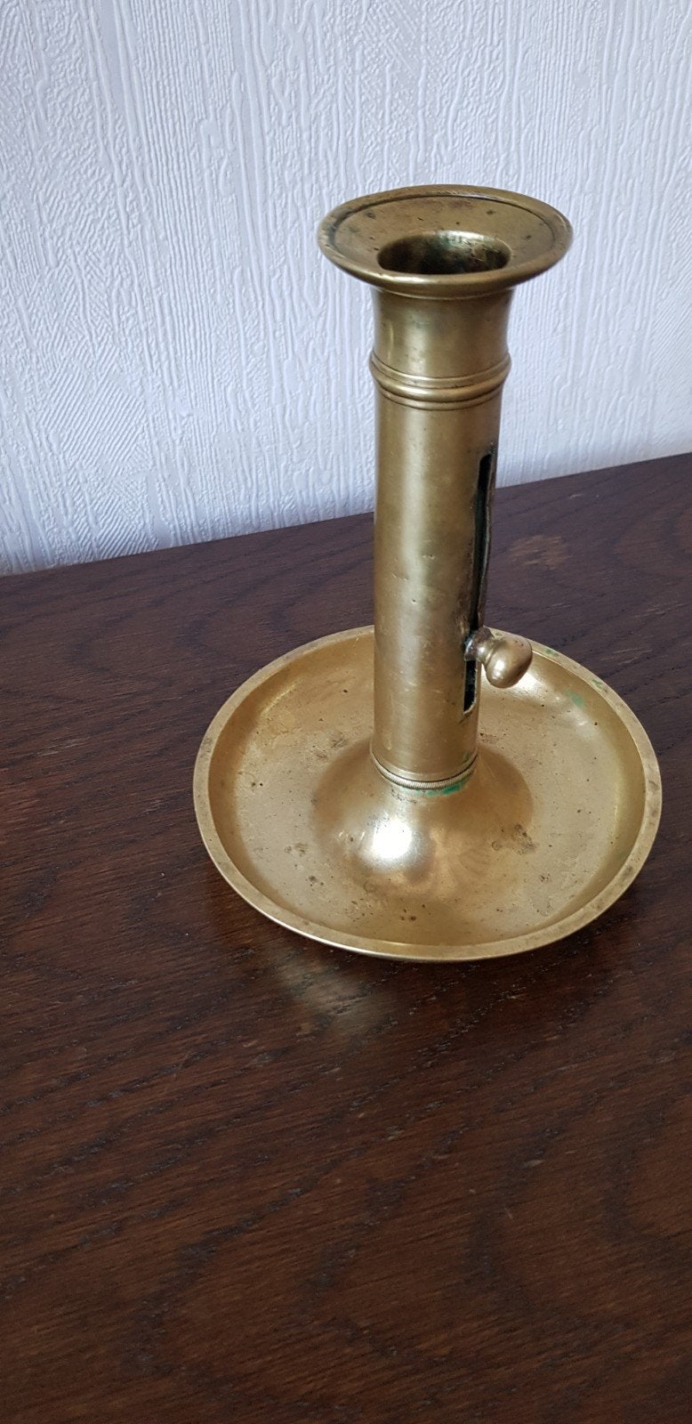 Antiek koperen schuifkandelaar/ blaker, Antiek en Kunst, Verzenden, Koper of Brons