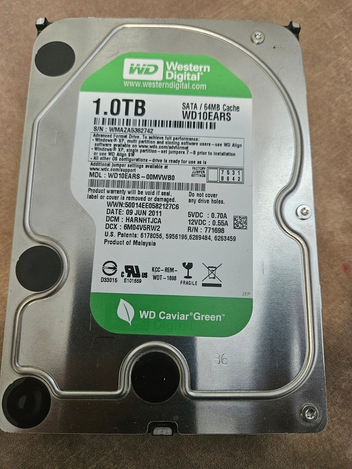 WD Caviar Green 1TB HDD SATA - Goede staat, Computers en Software, Harde schijven, Intern, Ophalen of Verzenden, 1TB, Desktop
