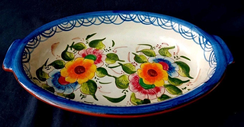 Vintage Portugese terracotta ovenschaal, Ophalen of Verzenden