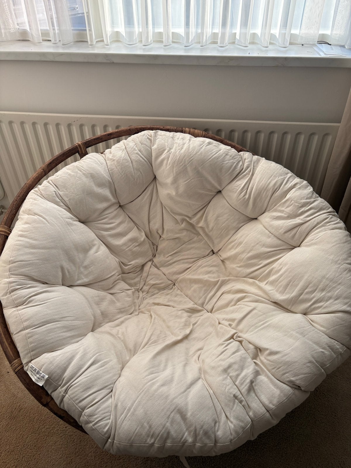 Papasan stoel van Karwei - 115 cm breed, Ophalen, Gebruikt, Bruin, Riet of Rotan