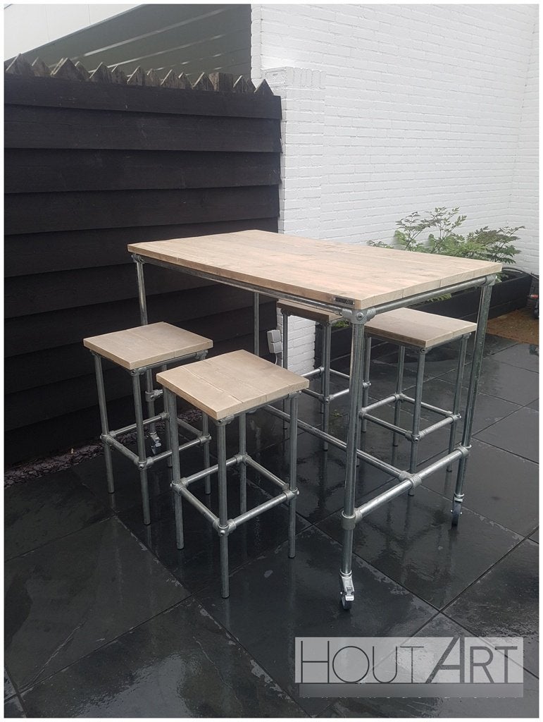 Nieuwe bartafel steigerbuis met steigerhout!, Info@hout-art.nl, Nieuw, Ophalen of Verzenden, Hoeves 3 in Schijndel