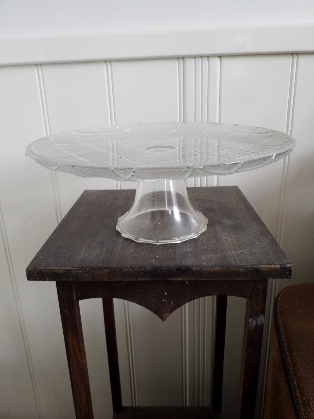 Glazen taartschaal met ruitpatroon, Overige typen, Ophalen of Verzenden, Nieuw, Glas