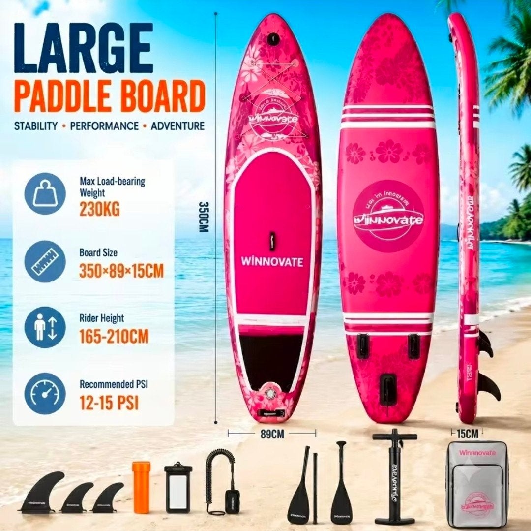 230KG Draagvermogen WINNOVATE SUP-board set - 350x89x15cm, Verzenden, Nieuw, SUP-boards
