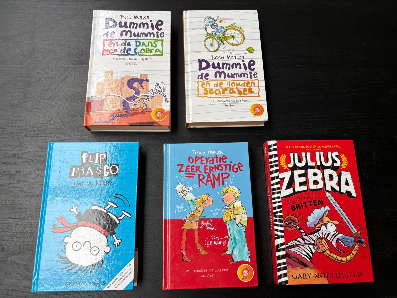 Dummie de mummie / Flip fiasco/ Tosca Menten / Julius Zebra, Ophalen of Verzenden, Gelezen