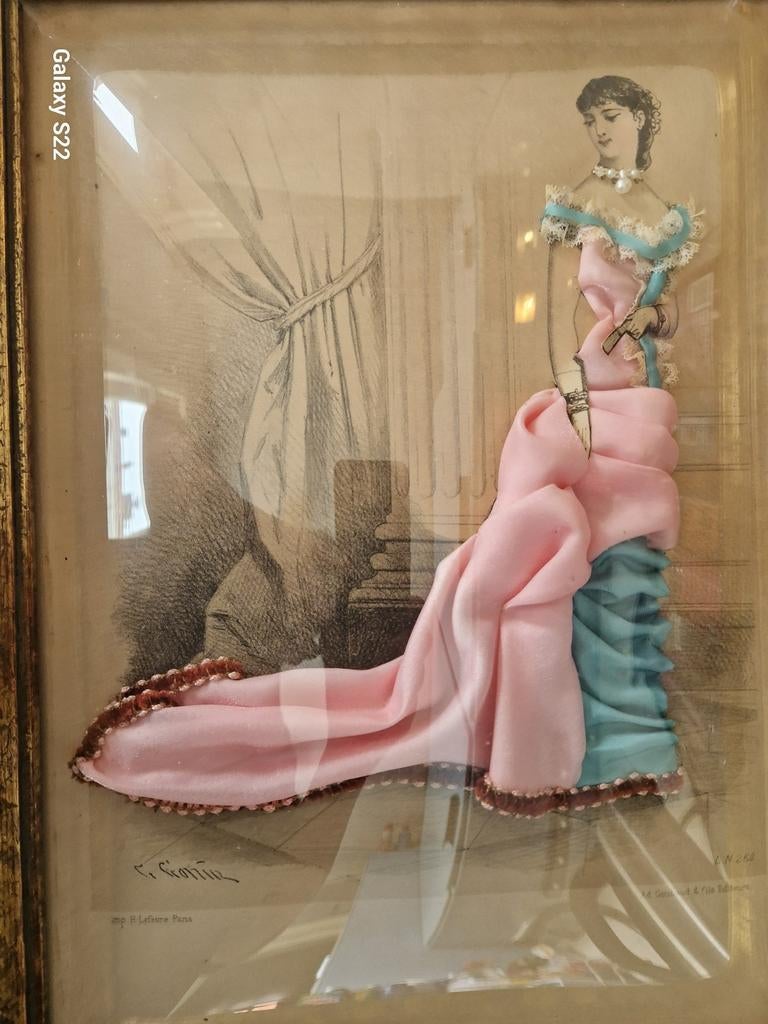 Ingelijste "le Moniteur de la Mode" uit 1880, Antiek en Kunst, Ophalen of Verzenden