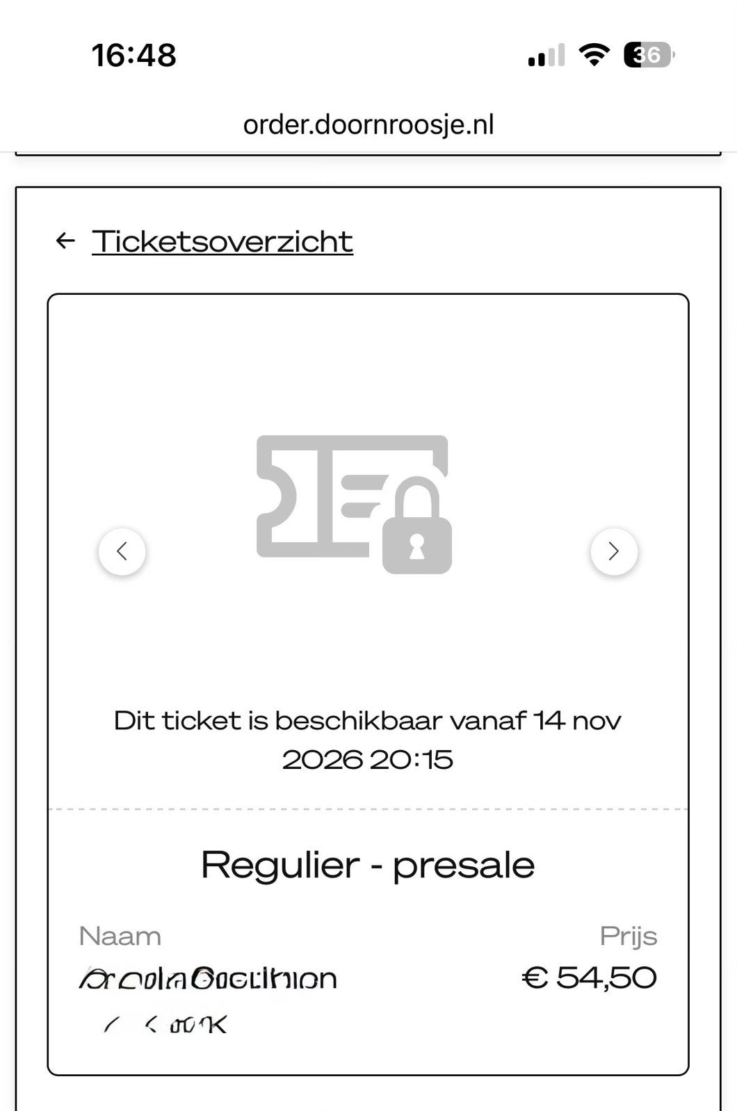 1 ticket Bløf Doornroosje Nijmegen, November, Pop