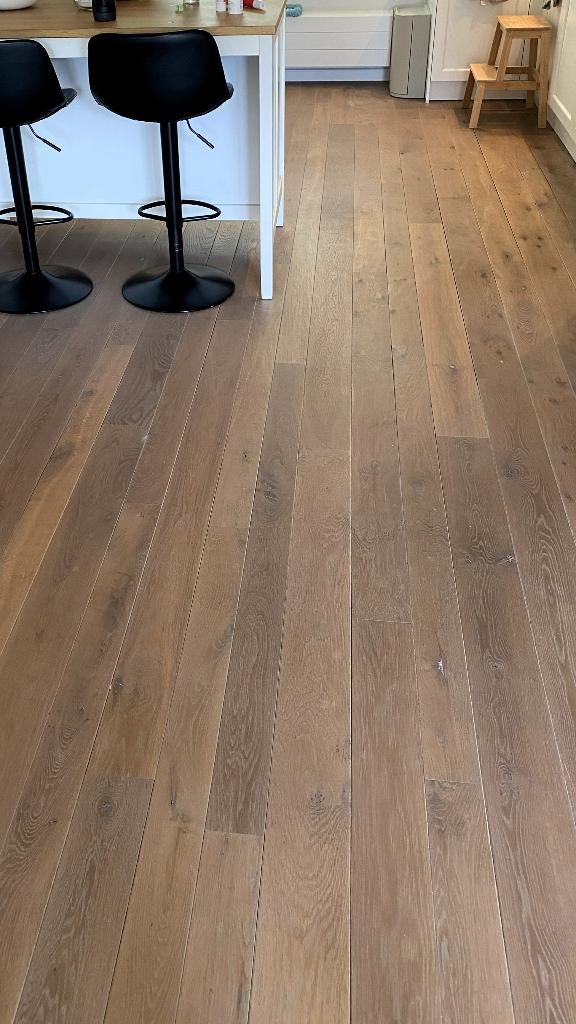 Gerookt eiken parketvloer – ca. 33 m, Gebruikt, 10 m² of meer, 10 tot 30 cm, Hout