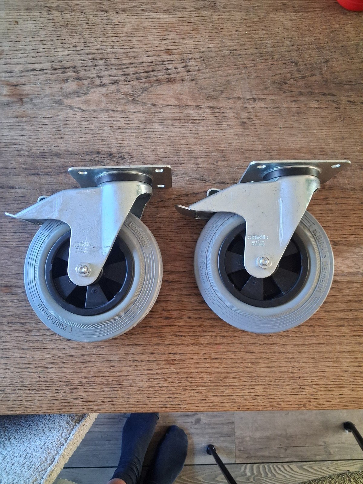 Set van 2 Blickle zwenkwielen 200/50-100, Made in Germany, Ophalen of Verzenden, Gebruikt