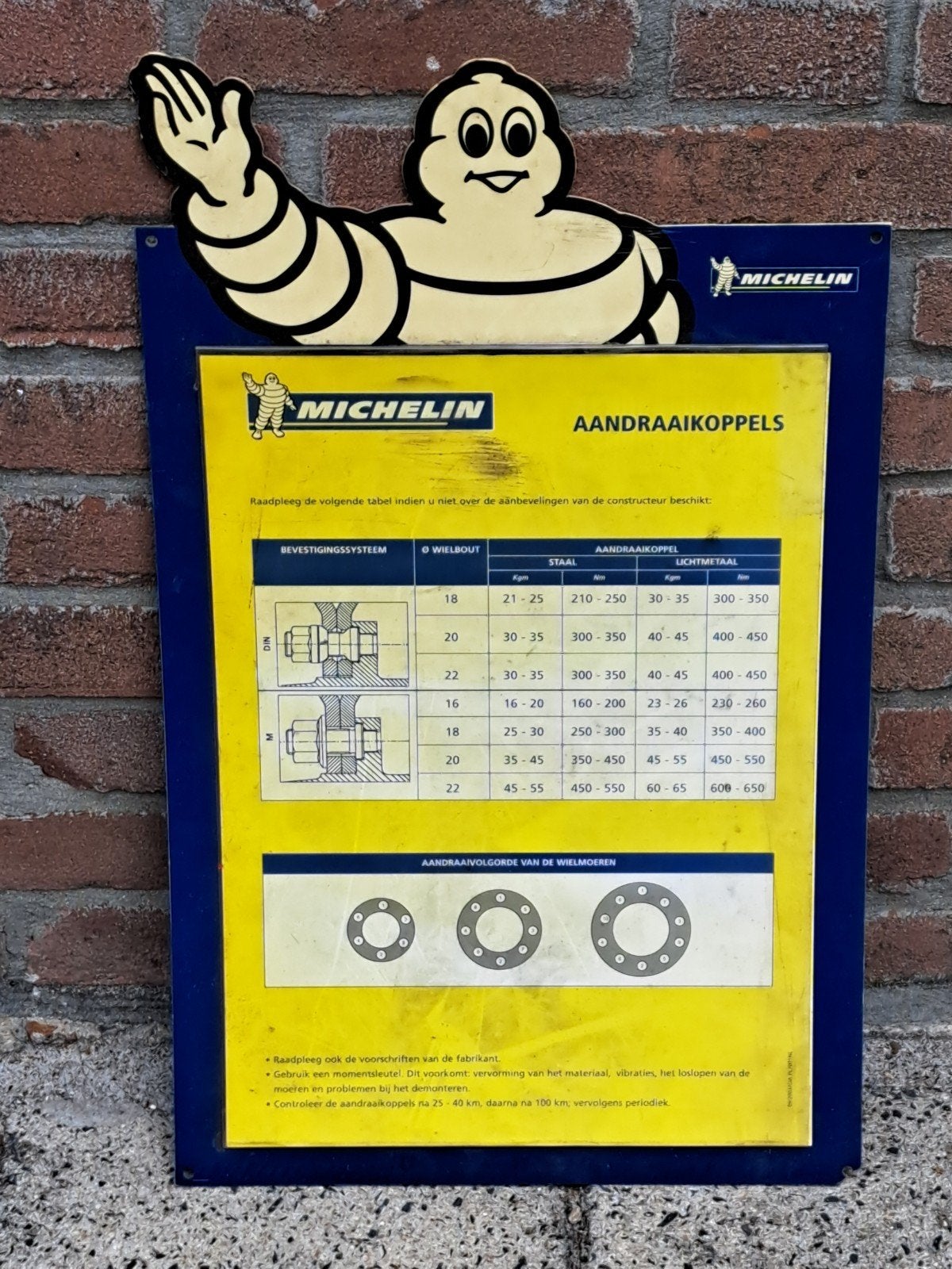 Michelin bord aanhaal koppel vrachtwagens ., Verzamelen, Ophalen of Verzenden, Reclamebord