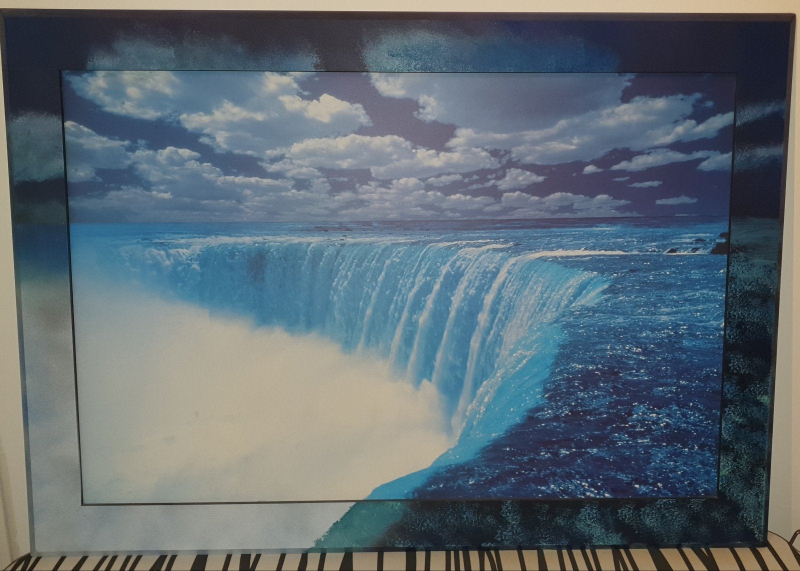 Prachtige Niagara waterval print met unieke lijst, Ophalen of Verzenden, Gebruikt, 75 tot 100 cm, Print