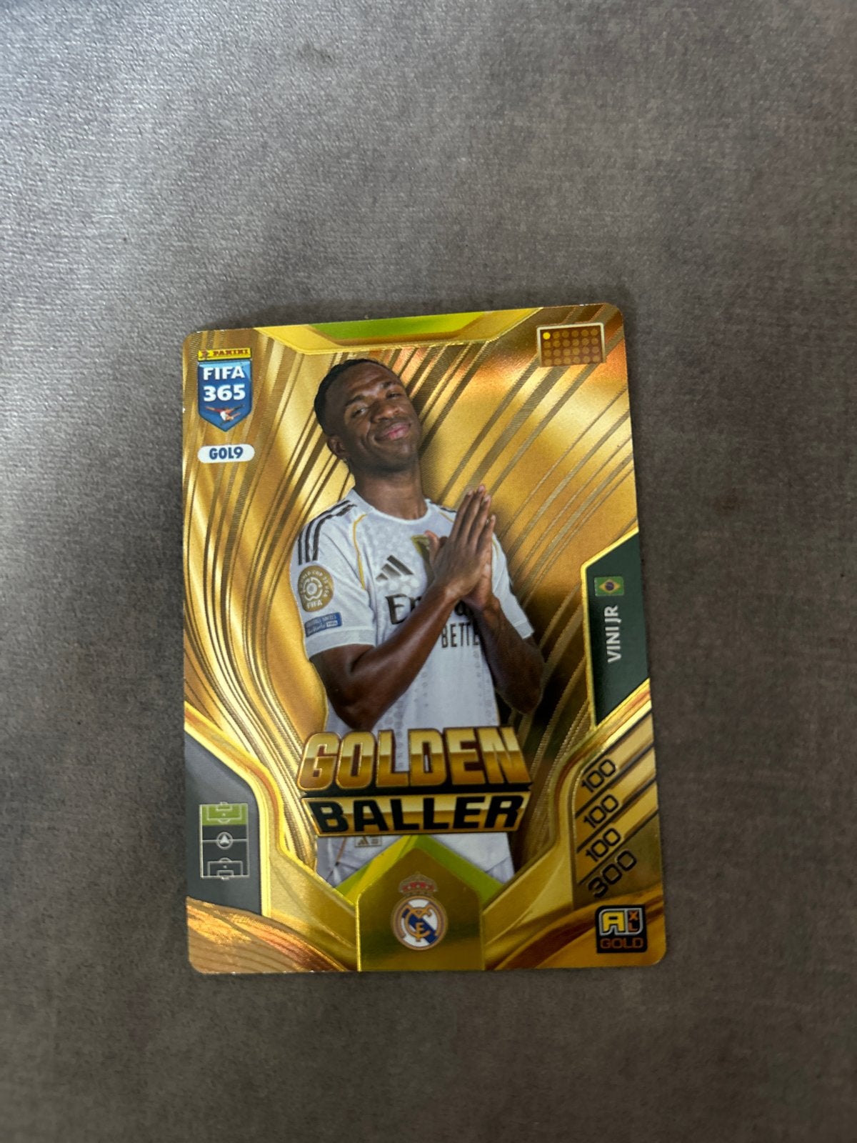 Panini FIFA 365 Golden Baller Vini Jr. Voetbalkaart, Ophalen, Zo goed als nieuw, Buitenlandse clubs, Spelerskaart