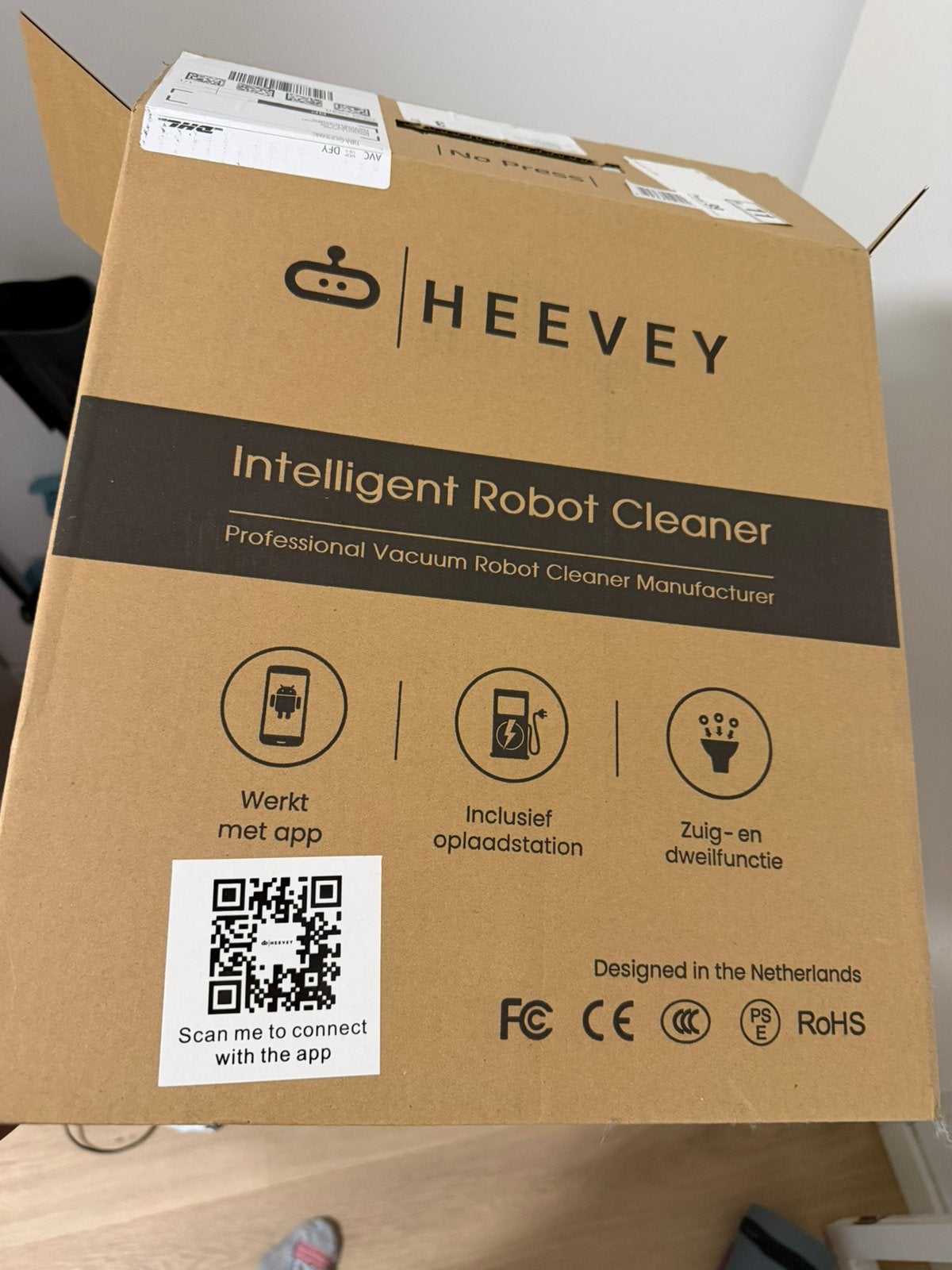Heevey robotstofzuiger / dweilfunctie, Witgoed en Apparatuur, Ophalen of Verzenden, Zo goed als nieuw, Robotstofzuiger