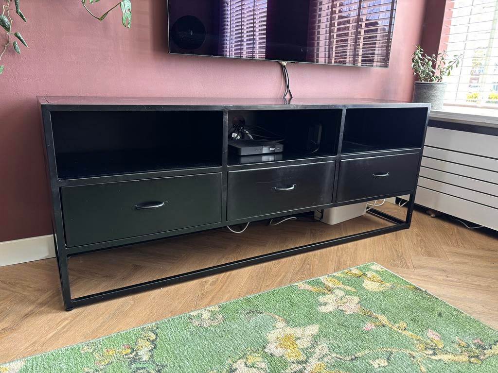 Tv-meubel staal 160x40x63cm, Ophalen, Gebruikt, 150 tot 200 cm, Minder dan 100 cm