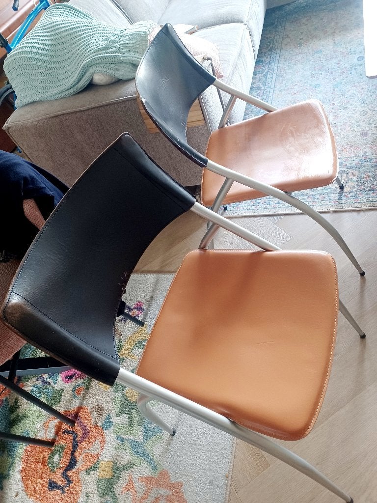 2x Stoel Italiaans design Calligaris Italy, Huis en Inrichting, Stoelen, Ophalen, Gebruikt, Twee, Zwart