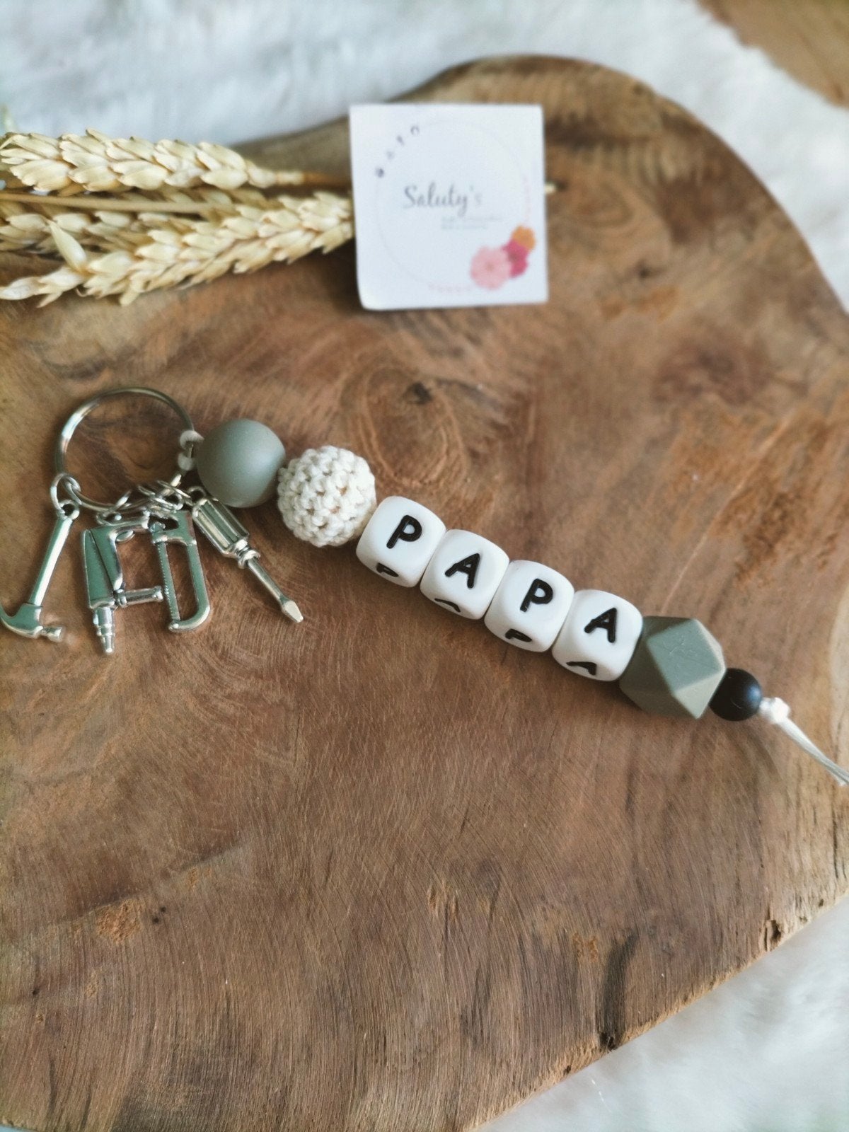 Nieuw • Sleutelhanger Papa - gereedschap, Salutys kinder- en kraamcadeaus, Overige typen, Nieuw, Ophalen of Verzenden