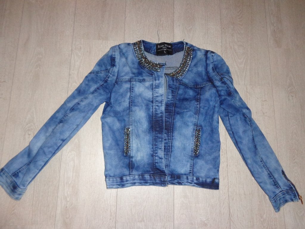 stoere damesspijkerjasje van Sensi Wear, maat L, Ophalen of Verzenden, Zo goed als nieuw, Maat 42/44 (L), Blauw