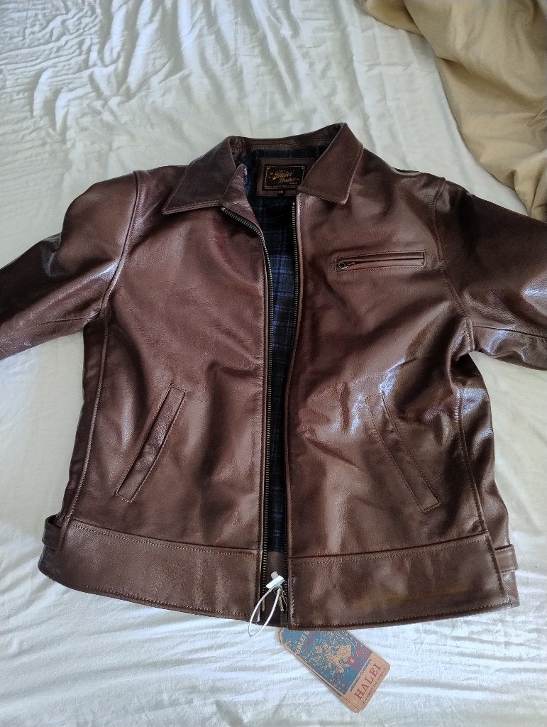 Leren jas, Ophalen, Nieuw, Maat 52/54 (L), Bruin