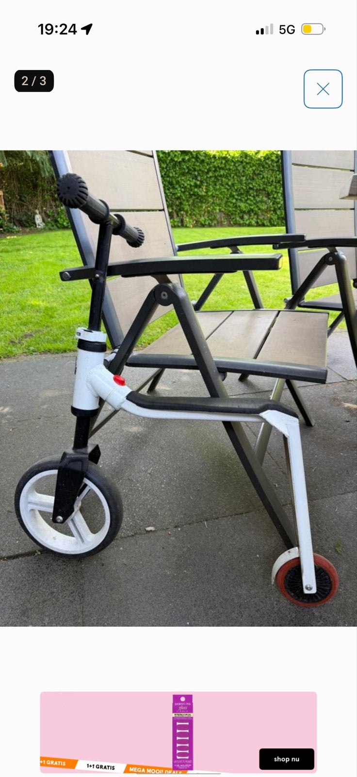 Witte step met rode accenten, Fietsen en Brommers, Steps, Ophalen of Verzenden, Gebruikt, Gewone step