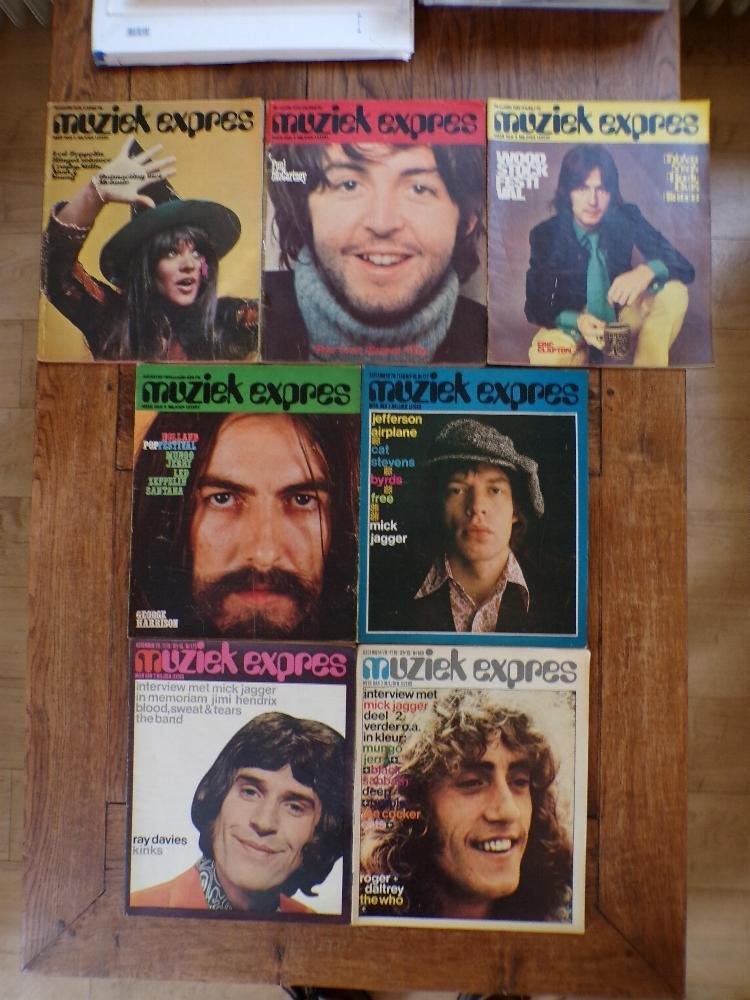 Muziek Expres 1970, zeven stuks, Beatles, Stones, Who, Ophalen of Verzenden, 1960 tot 1980, Nederland, Tijdschrift